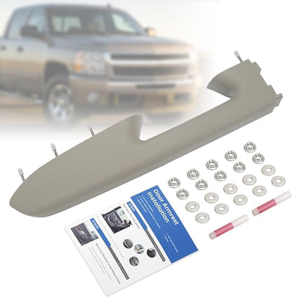 Front Left Driver Side Door Panel Armrest Repair Kit Replace 22818465 Fit for Chevy Silverado Fit for GMC Sierra 1500 2500HD 3500HD 2010-2014, Gray