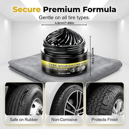 Car Tire Ceramic Coating, 2026 Powerful Wheel Cleaning Refurbish Wax with UV Blocking Dust, Tyre Nourish Cream, Tire Shine Cream for Long-Lasting Auto Care (1pcs)