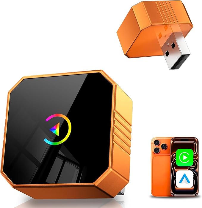 Wireless CarPlay Adapter for Apple Car Play Wireless Adapter, Android Auto Carplay Wireless Adapter, No Latency Bluetooth Carplay Adapter for iPhone iOS 10+ & Android 11+ & Car 2016+