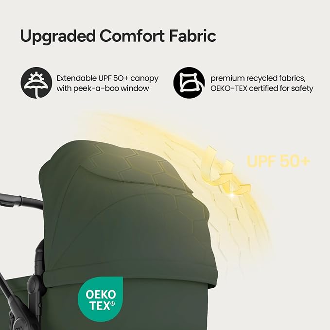 Mompush Wiz Pro 2-in-1 Baby Stroller, Full-Size All-Terrain Premium Stroller with Newborn Mode and Reversible Seat, Snack Tray Included, Large UPF 50+ Canopy & Storage Basket