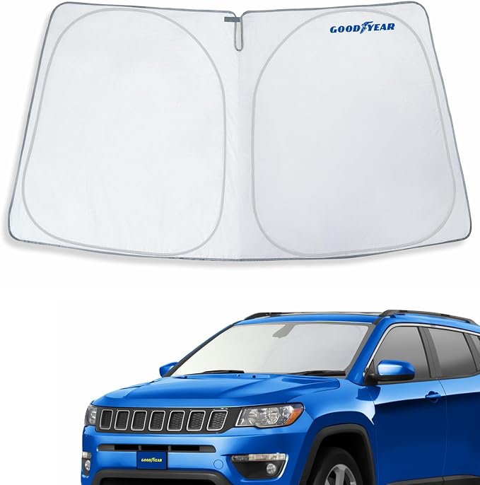 Goodyear Foldable Windshield Sunshade for Jeep Compass 2017-2026, SUV car Accessories, Sunshade Cover, Sun Shade Car Windshield, Window Sun Blocker - GY008274
