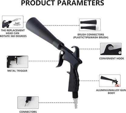 Tornado Detailing Car Cleaning Gun with Metal Nozzle | Interior Drying Air Gun | High Pressure Blower Gun | Car Cleaning Kit for Swiftly Removing Dirt and Dust with Air Flow