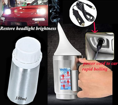 Headlight Restoration Car Headlight Lens Scratch Repair Polish Tool with 100 ml Restoration Liquid,Auto Headlight Vapor Renovation Kit with UV Block Coat to Remove Yellowing/Scratch/Haze/Oxidation