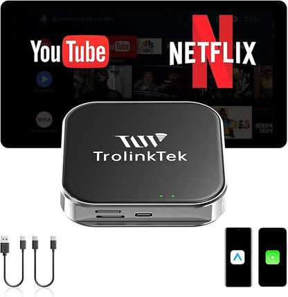 Wireless CarPlay AI Box, Android 13 8-Core Car Multimedia Video Box, 4G LTE, 4GB RAM + 64GB ROM, Supports TF Card, GPS Navigation, Bluetooth 5.5, Compatible with Factory Wired CarPlay & Android