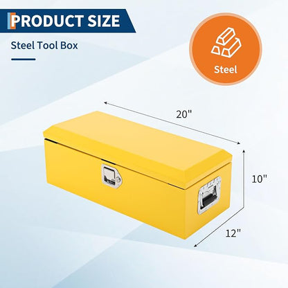 Garvee Black Steel Truck Bed Tool Box, Diamond Plate Tool Box with Side Handle and Lock Keys, Storage Toolbox Chest Box Organizer for Pickup, Truck Bed, RV, Trailer