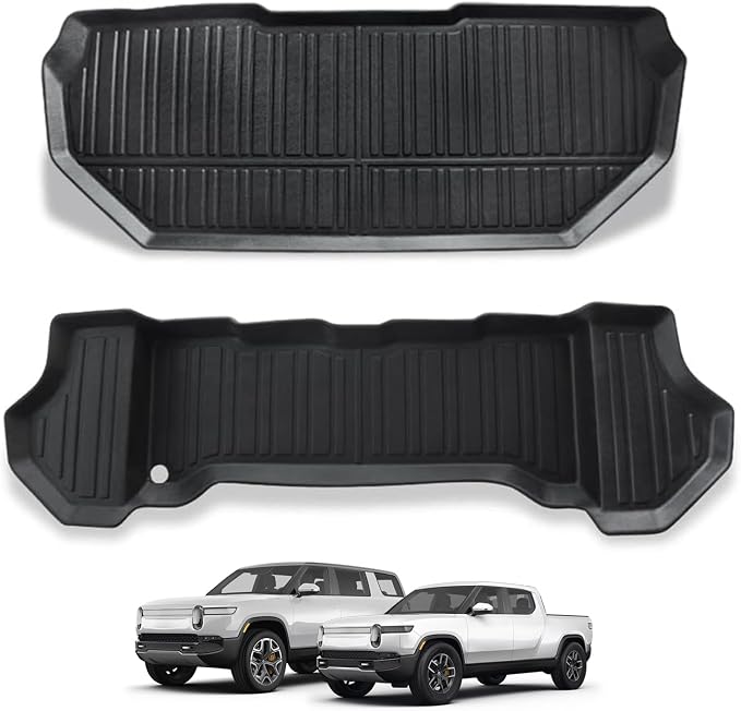 BestEvMod Compatible with Rivian R1T R1S All-Weather Front Trunk Mat TPE Material Rubber Cargo Liner Rivian R1T R1S 2022 2023 2024 Accessories (Upper + Lower Layer)