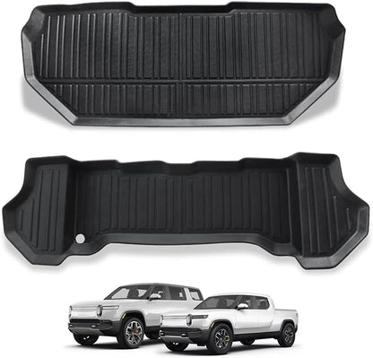 BestEvMod Compatible with Rivian R1T R1S All-Weather Front Trunk Mat TPE Material Rubber Cargo Liner Rivian R1T R1S 2022 2023 2024 Accessories (Upper + Lower Layer)