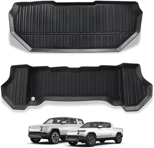 BestEvMod Compatible with Rivian R1T R1S All-Weather Front Trunk Mat TPE Material Rubber Cargo Liner Rivian R1T R1S 2022 2023 2024 Accessories (Upper + Lower Layer)
