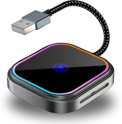 2-in-1 Wireless CarPlay Adapter, for Android Auto to CarPlay Converter Plug-and-Play Supports Original Car Controls with USB-A and USB-C Connectors