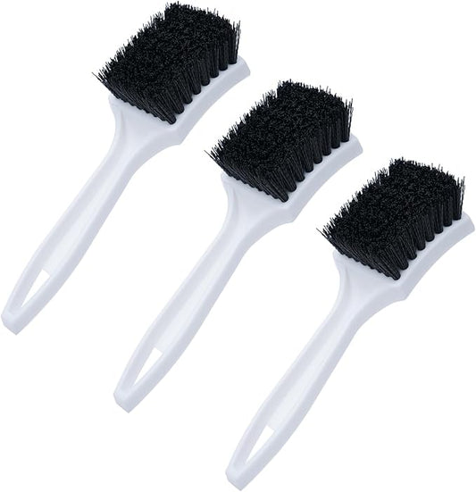 Nanoskin 3-Pack 8.5-Inch Deep Clean Stiff Scrub Brushes for Carpets & Floor Mats, Black Nylon - Pro Automotive Detailing, Home Carpet Scrubber, Easy Grip Handles, High-Performance Cleaning Accessories