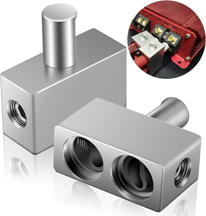 2 Pcs Car Audio Dual 1/0 Gauge to 1/0 Gauge Amp Input Reducers 1 Pair Car Audio Amp Input Wire Reducer for Easy Installation