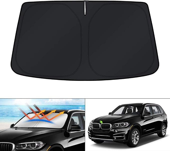 KUST Windshield Sun Shade for BMW X5 2014 2015 2016 2017 2018 Accessories Custom Fit Window Sun Visor Protector Foldable Sunshade Blocks UV Rays Keep Your Car Cool