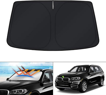 KUST Windshield Sun Shade for BMW X5 2014 2015 2016 2017 2018 Accessories Custom Fit Window Sun Visor Protector Foldable Sunshade Blocks UV Rays Keep Your Car Cool