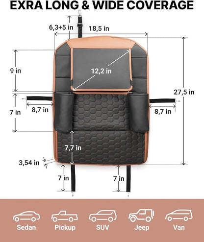 Owleys Car Seat Organizer Backseat Back Organizers & Storage Of Automotive Seatback Toy Organization For Kids Black Brown Tan 2 pc