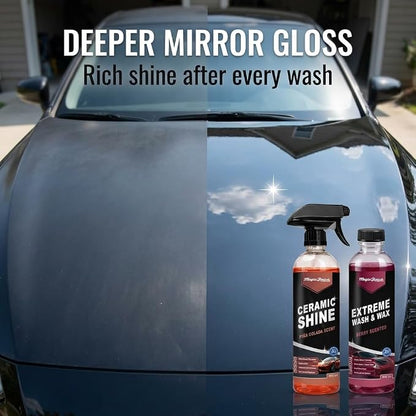 Magic Finish Car Wash & Ceramic Shine Bundle – Extreme Berry Foam Wash + Ceramic Spray Coating – High Gloss, Hydrophobic Protection, Streak-Free Finish, Safe for All Vehicles, 16oz Kit