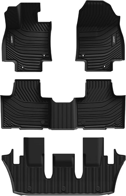 LASFIT Floor Mats for Toyota Grand Highlander 2024 2025 2026 (Include Hybrid) & for Lexus TX350 2024-2026, Custom Fit TPE All Weather Floor Liners 1st & 2nd & 3rd Row Car Mats Accessories, Black