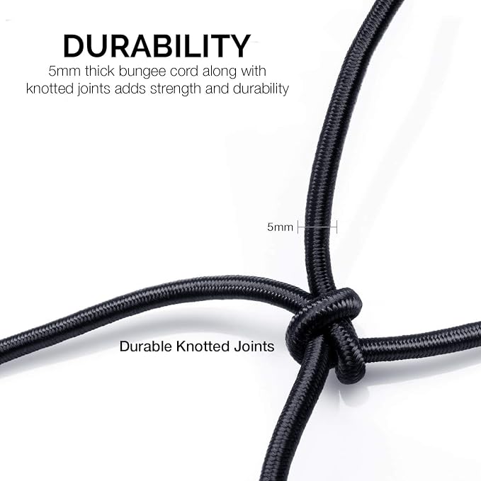 NEIKO 50971A 4'x6' Super Duty Small Cargo Net¸ Bungee Cargo Net, 16 Pcs Detachable hooks, 4 Carabiners, Small 4"x4" Mesh Protects Small Items, Cargo Net For SUV, ATV/UTV, RV, Pickup Truck Bed, Trailer