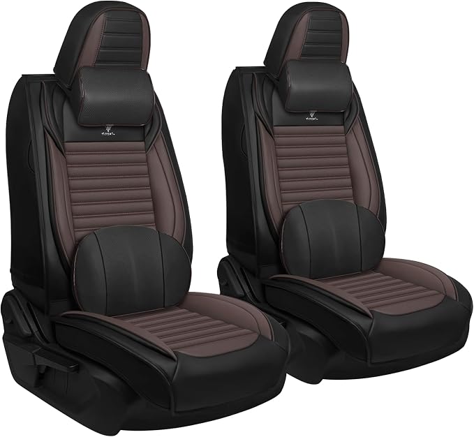Seat Covers Fit for Nissan Rogue 2015-2026, Breathable and Comfortable Leather Car Seat Cover, Deluxe Waterproof Cushion Cover Auto Interior Accessories,Standard (Black Brown)