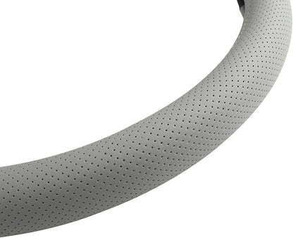 West Llama 3D Texture Steering Wheel Cover for Toyota, Anti-Slip Design, Premium Leather, Custom Fit for 14.5-15 inch, Stylish Interior Decoration(Gray+Black-Standard Size)