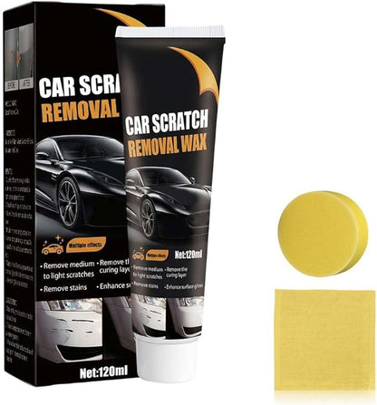 Car Scratch Repair Wax with Sponge and Towel, 2026 New Upgrade Car Scratch Remover Wax, Automotive Scratch Repair, Professional Car Paint Repair Compound for Deep Scratches (120g)