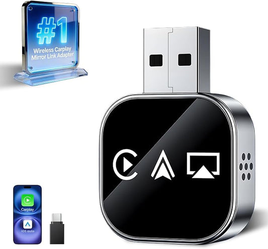 Wireless Carplay Adapter Screen Mirroring Adapter for Car Mirror Phone to Car Screen 2026 Auto Linker Pro 3 in 1 Bluetooth USB Apple Carplay and Android Auto Watch Tv Airplay Smart Box