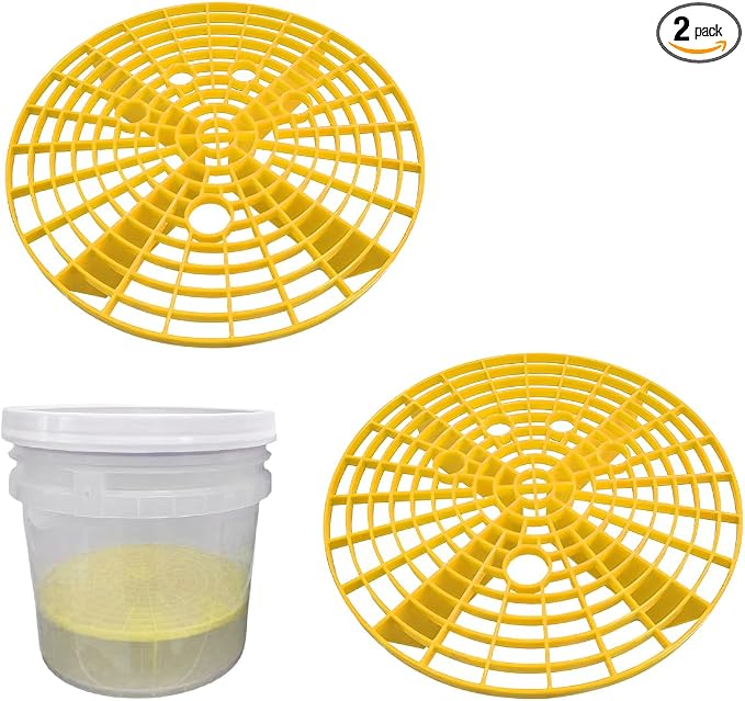 Yourkar 2 PCS Car Wash Bucket Inserts, Plastic Vehicle Detail Grit Trap, Auto Dirt Collectors Fits 12 Inch Diameter Bucket, Universal Car Accessories (Yellow)
