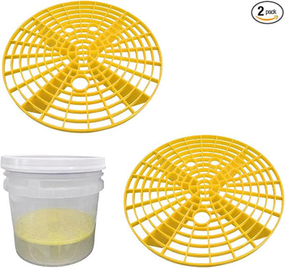 Yourkar 2 PCS Car Wash Bucket Inserts, Plastic Vehicle Detail Grit Trap, Auto Dirt Collectors Fits 12 Inch Diameter Bucket, Universal Car Accessories (Yellow)