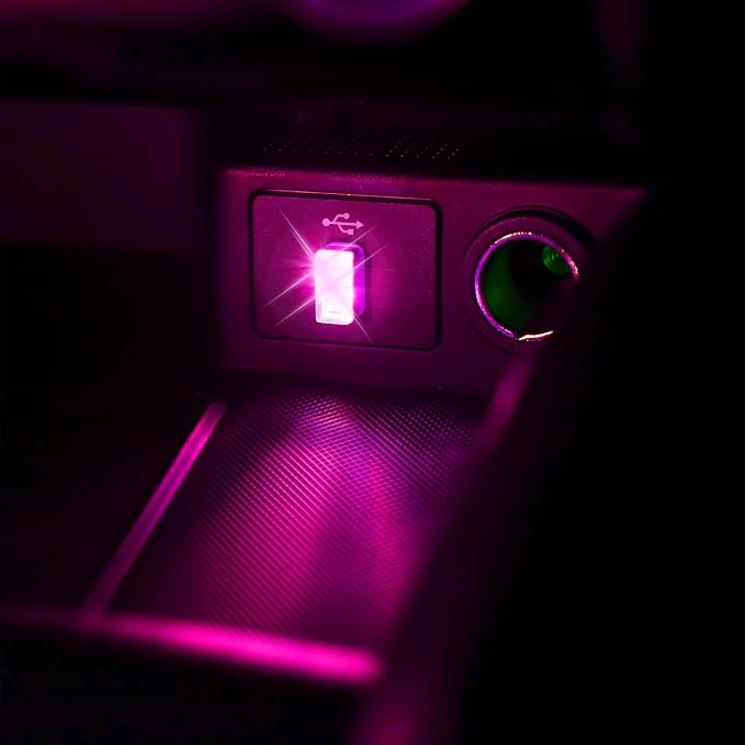 2 Pcs USB LED Car Interior Atmosphere Lamp, Night Light Led Decoration Light Ambient Lighting Kit Interior Led Lights, Portable Vehicle Ambient Lighting Kit for all Car Interior Accessorie Pink Purple