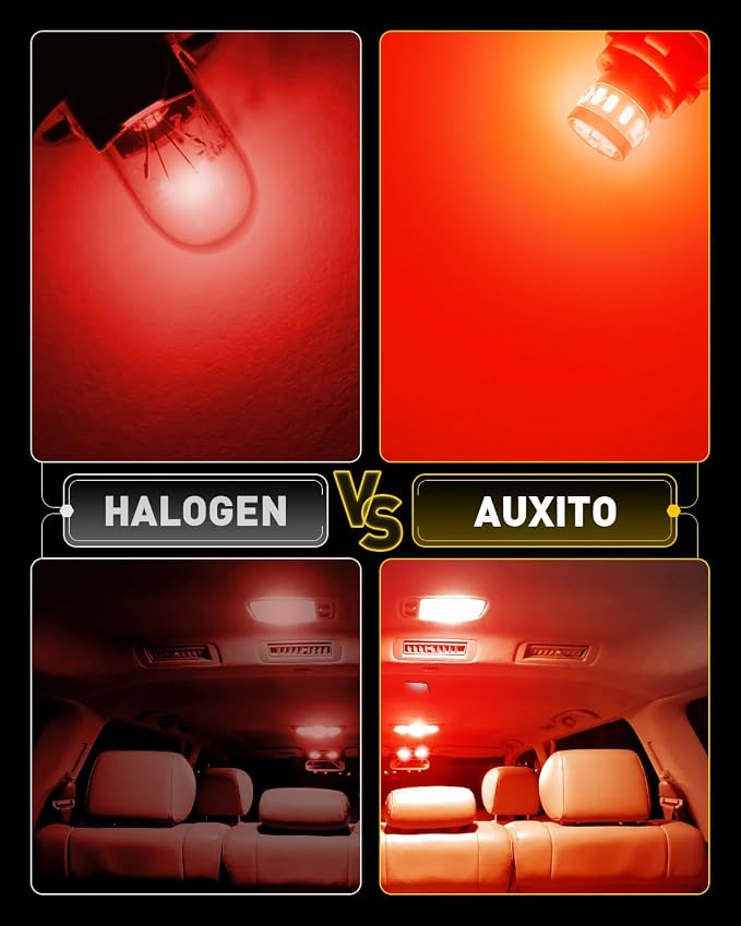 AUXITO Latest 194 LED Bulbs Red, Canbus Error Free 168 2825 T10 W5W LED Bulb for Car Dome Door Map Courtesy Trunk Cargo License Plate Exterior Lights, Pack of 2