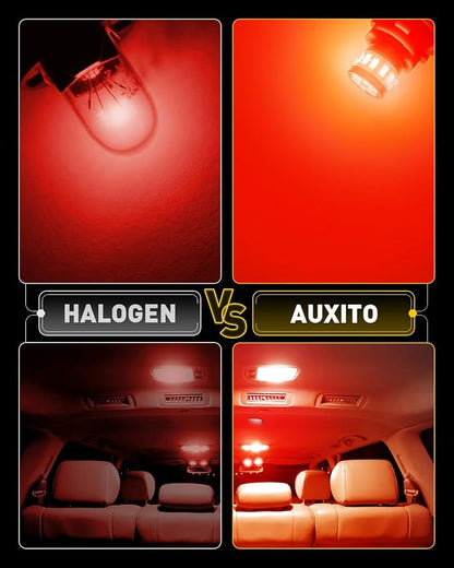 AUXITO Latest 194 LED Bulbs Red, Canbus Error Free 168 2825 T10 W5W LED Bulb for Car Dome Door Map Courtesy Trunk Cargo License Plate Exterior Lights, Pack of 2