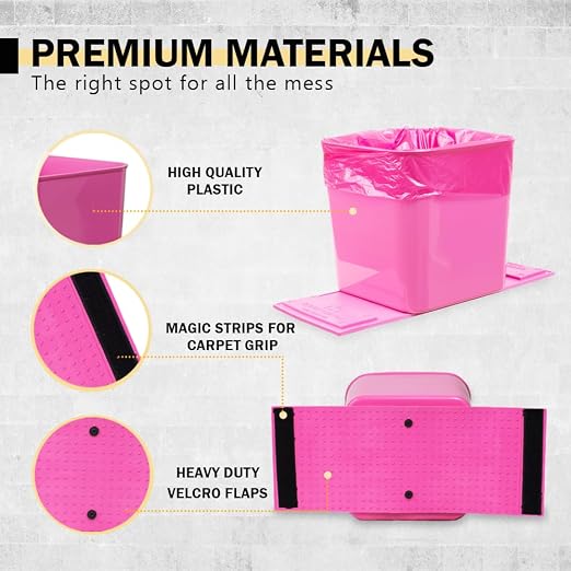 Car Trash Can – Leakproof 1.4 Gallon Compact Garbage Bin with Stability Flap & Anti-Slip Base | Portable Trash Holder for Cars, Trucks, SUVs, Minivans – Includes Trash Bags (Pink, Large)