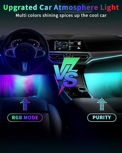 YM E-Bright RGB LED Strip Lights for Car App Control with Remote Led Lights car Interior with Charger Music Sync Under Dash Footwell Neon Lighting Kit w/USB Cable DC 12V