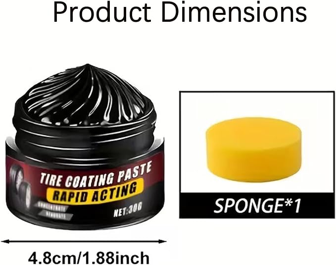 Premium Tire Coating & Trim Restorer, Tire Coating Paste, Long-Lasting Ceramic Coating & UV Protection, Sponge Nourish Renewal Restores Care Gloss Interior Auto Cleaning (4PCS)