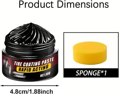 Premium Tire Coating & Trim Restorer, Tire Coating Paste, Long-Lasting Ceramic Coating & UV Protection, Sponge Nourish Renewal Restores Care Gloss Interior Auto Cleaning (1PCS)