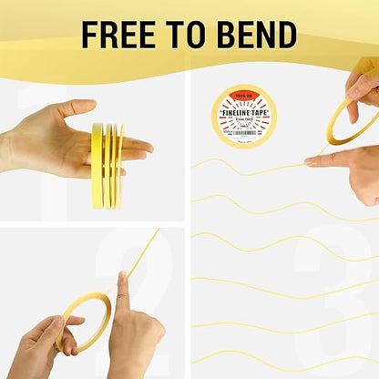 YONGJIN Multi-Size Pinstripe Tape, Fine Line Masking Tape Set for Automotive, DIY, Paint, Art (1/16", 1/8", 1/4", 1/2")
