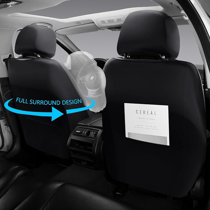 Premium Leather Car Seat Covers Front Pair,Universal Fit for Cars,Trucks&SUVs,Waterproof Car Seat Cushion,Full Coverage Car Seat Protector with 2 Seats,Black