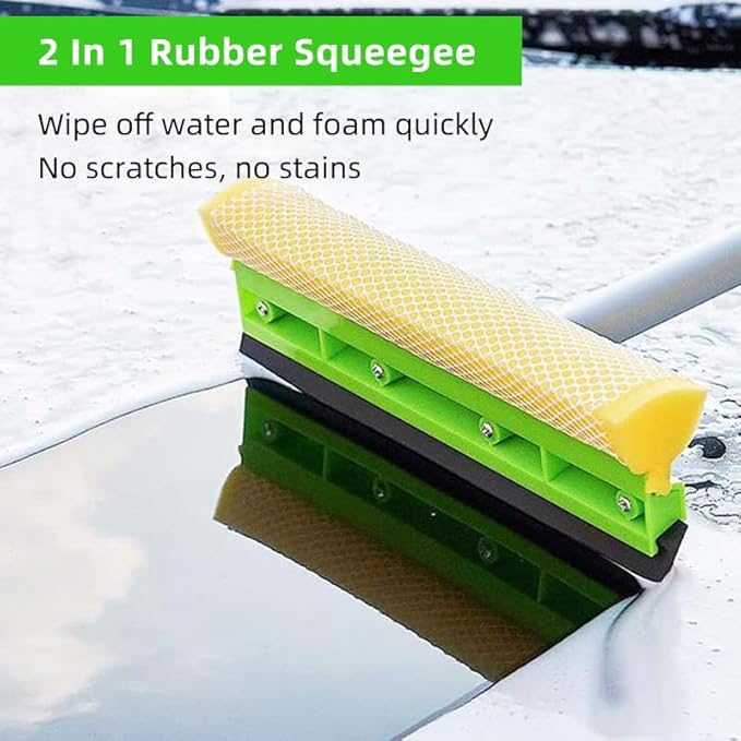 62" Car Wash Brush with Long Handle, Chenille Microfiber Car Wash Mop Mitt, Wheel Brush, Windshield Window Squeegee, Microfiber Towel, Gloves, Car Cleaning Brush Kit Supplies for Car,Truck,SUV,RV,Boat