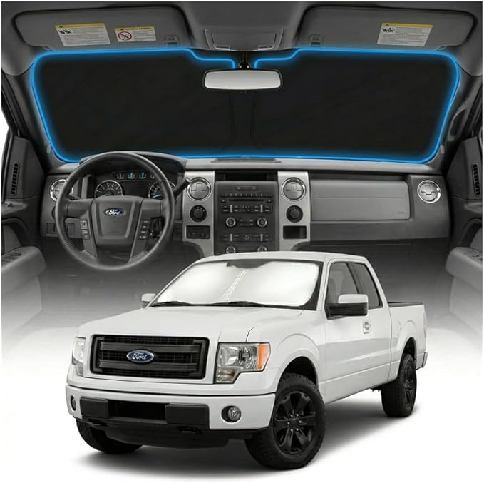 for Ford F150 Sun Shade Windshield Cover - Custom Fit F150 Accessories 2009-2014 Sunshade Foldable UV Protection & Heat Shield Sun Visor Accessories