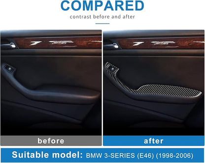 AIRSPEED Carbon Fiber Door Window Button Panel Cover for BMW E46 1998-2006, Center Console Interior Trim, Black Carbon Fiber