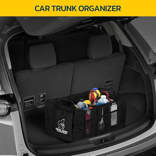 Seal Skin Covers Trunk Organizer for SUV, Car & Truck - Premium Heavy Duty and Collapsible with 3 Adjustable Sizes - Lightweight and Portable Storage Organizer - Easy to Use and Install in Any Vehicle