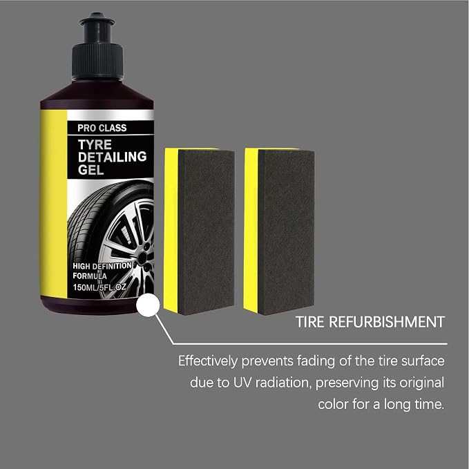 Automotive Wheel Coating – Fast Acting Formula, Protective Gloss Layer, Included Application Sponge, Trim Restorer Cream | Use for SUV Sedan RV Truck Trailer Pickup Vehicle Maintenance