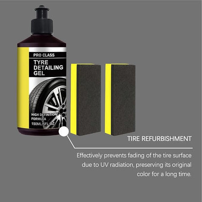 Automotive Wheel Coating – Fast Acting Formula, Protective Gloss Layer, Included Application Sponge, Trim Restorer Cream | Use for SUV Sedan RV Truck Trailer Pickup Vehicle Maintenance