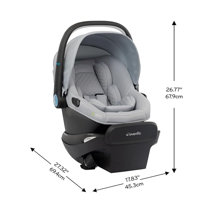 Evenflo Revolve180 LiteMax NXT Rotating Rear-Facing Lightweight Preemie and Infant Car Seat 3-30lbs. with SensorySoothe. Easy Install with Base (Quartz)