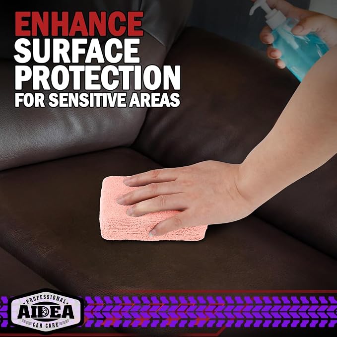 AIDEA Microfiber Applicator Pad-8Pack, Car Wash Sponge, Premium Microfiber Sponge and Cleaning Pads, Perfect for Effortless Wax, Sealant, and Conditioner Application, Car Detailing Supplies, Pink