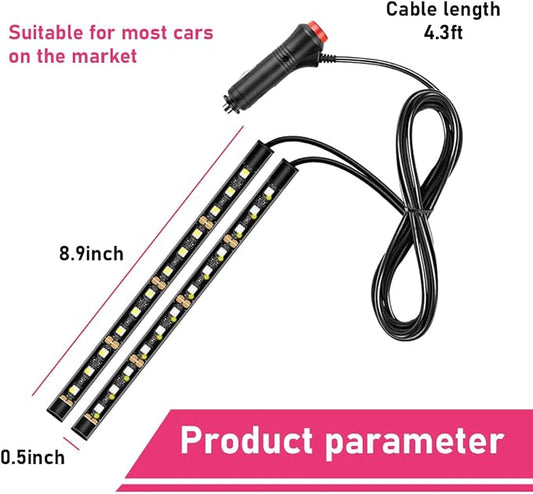 Car LED Strip Light, 24 LEDs RGB Neon Interior Atmosphere Lights, 12V Under Dash Ambient Night Light, Cigarette Lighter Auto Interior Decorative Lamp, Car Accessories (Pink Purple)