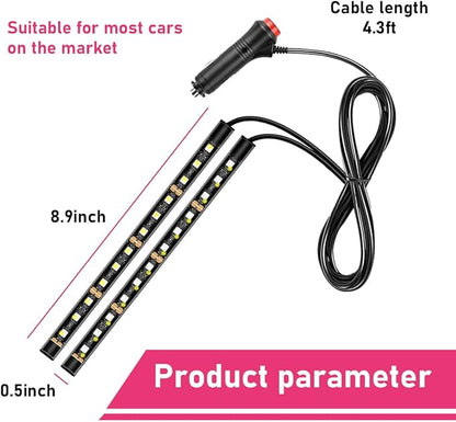 Car LED Strip Light, 24 LEDs RGB Neon Interior Atmosphere Lights, 12V Under Dash Ambient Night Light, Cigarette Lighter Auto Interior Decorative Lamp, Car Accessories (Ice Blue)