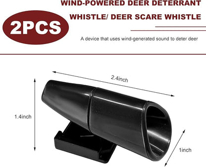2PCS Car Deer Whistles, Waterproof Auto Animal Warning Horns with Self-Adhesive, Wind Activated Deer Alert Devices Animals Collision Prevention for Cars Trucks SUVs (Black)