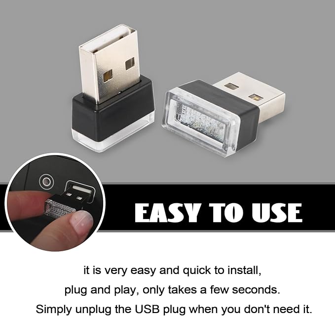 NTNEV 7PCS USB LED Car Interior Atmosphere Lamp, Mini Led USB Lights for Car Decoration, Ambient Lighting Kit, Plug-in USB Interface, Universal Car Interior Accessories(Multi-Color)