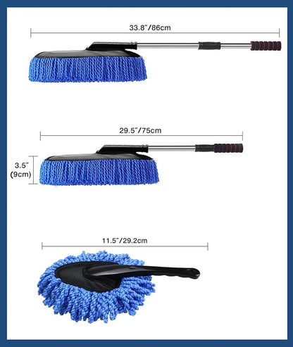 YeewayVeh Car Duster Kit, 2 Pack Car Dust Brush Set with Microfiber Pollen Dusters Scratch Free, Extendable Duster Brush & Dash Duster for Exterior Interior Cleaning Tools