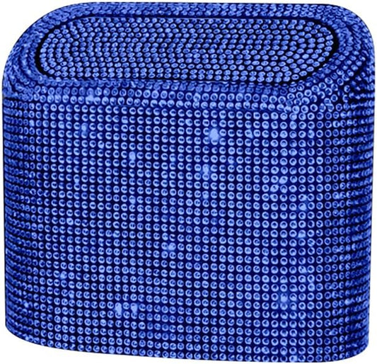 Bling Rhinestone Car Trash Can,Car Garbage Can Container Sparkle Crystal Trash Bin Dustbin Organizer Leak Proof Portable Hanging Garbage Can with Lid,Blue